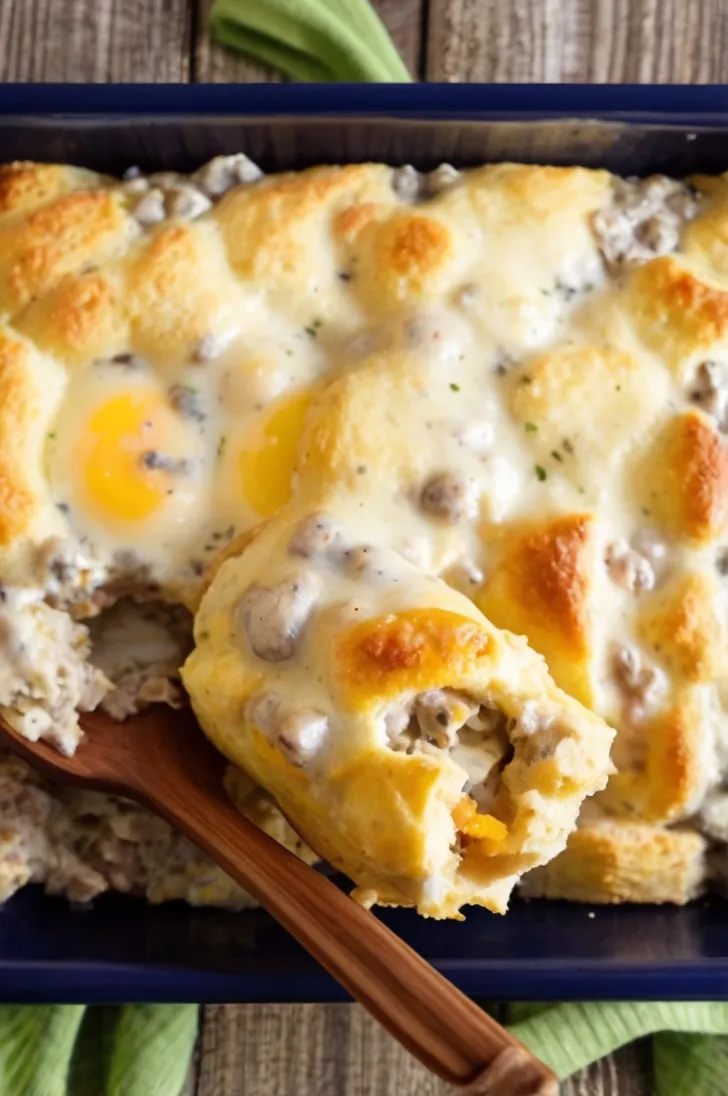 Biscuits and Gravy Breakfast Casserole