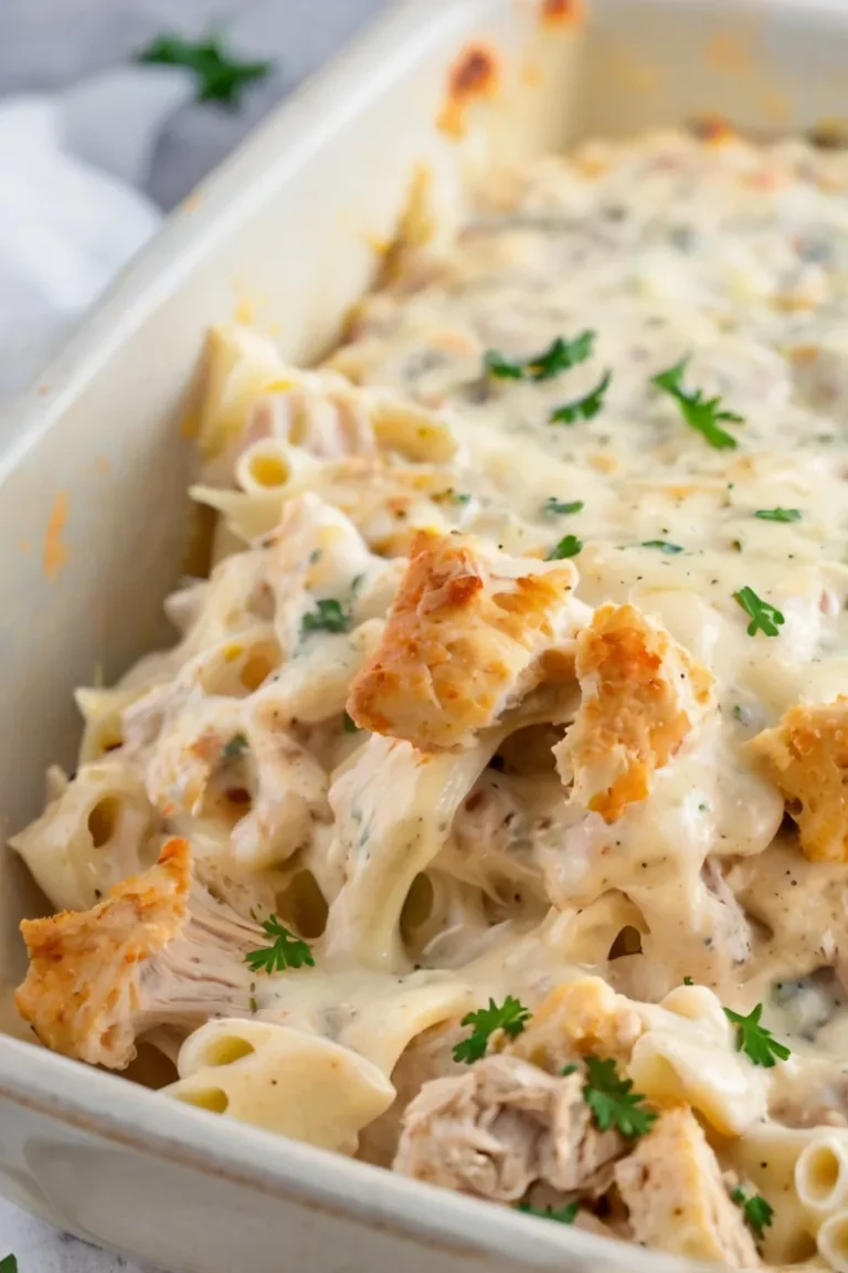 Easy Dump-and-Bake Chicken Alfredo Casserole Recipe: