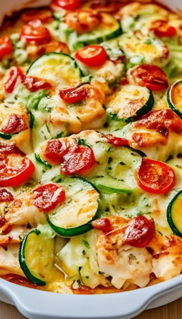 Best Mediterranean Chicken Zucchini Bake